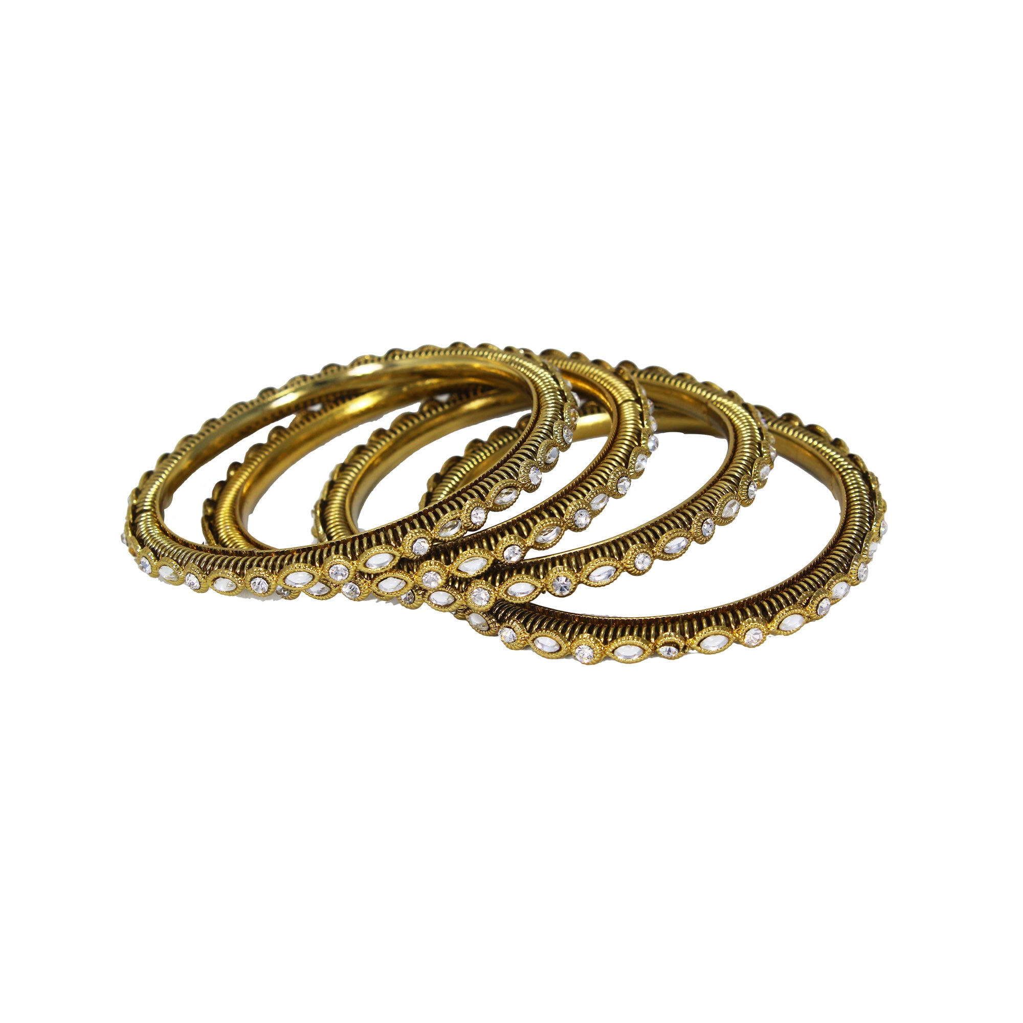Abhinn Latest Bangles Set with Kundan Stones with Jali Design (Set of 4) For Women