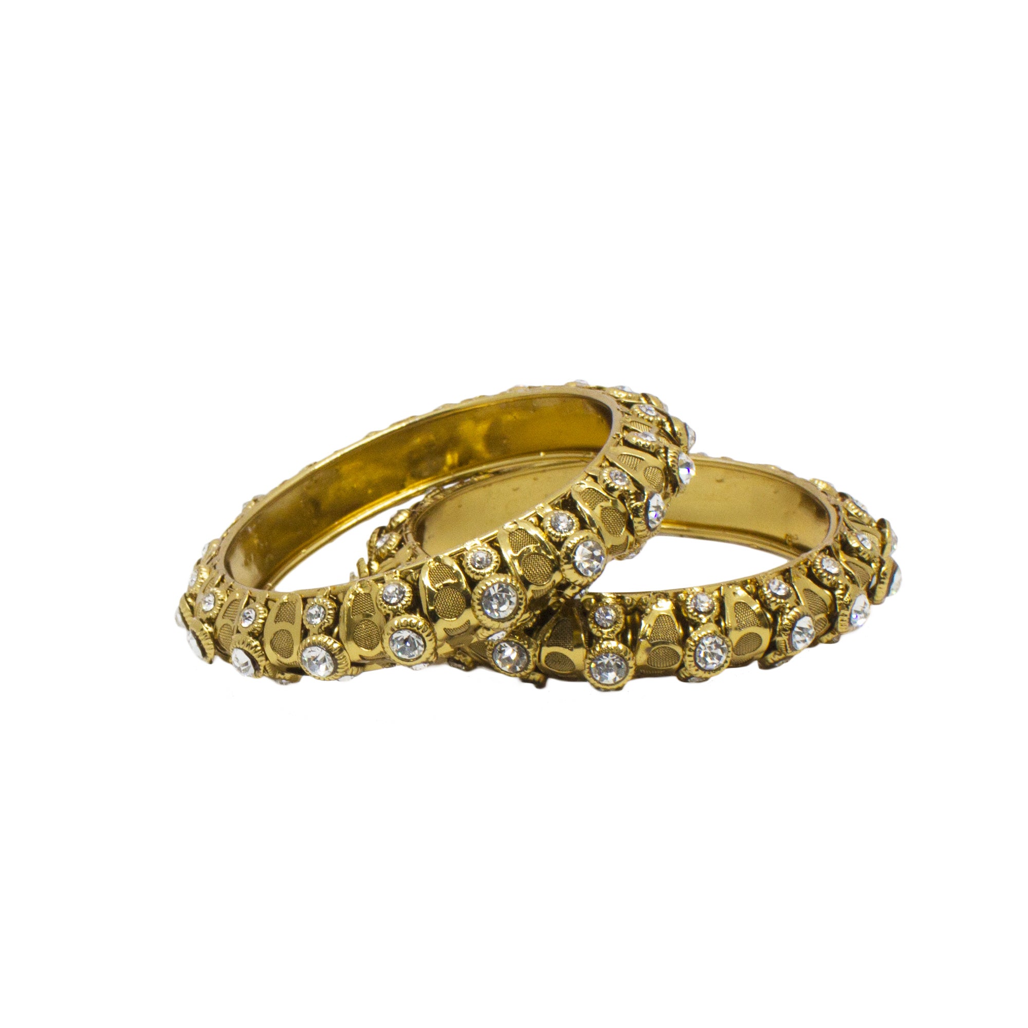 Abhinn Gold Plated Bangle Set With Studded CZ Stones For Women