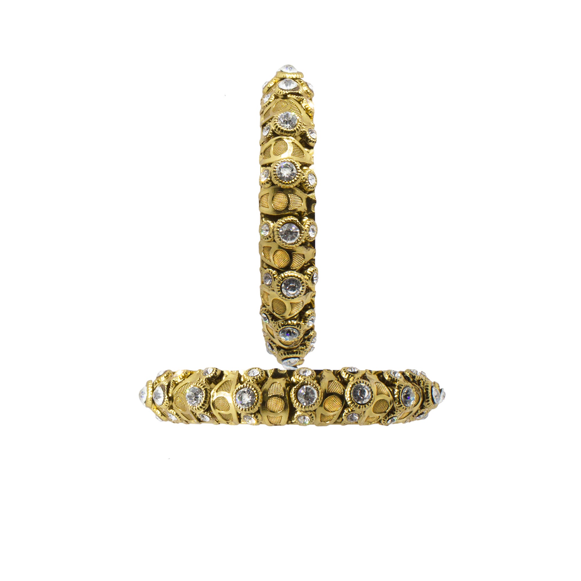 Abhinn Gold Plated Bangle Set With Studded CZ Stones For Women