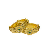 Abhinn Gold Plated Broad Bangle Set With Studded Golden Flower For Women 