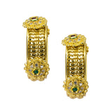 Abhinn Gold Plated Broad Bangle Set With Studded Golden Flower For Women