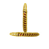 Abhinn Gold Plated Bangle Set With Multi Colour Glass And Golden Spiral For Women