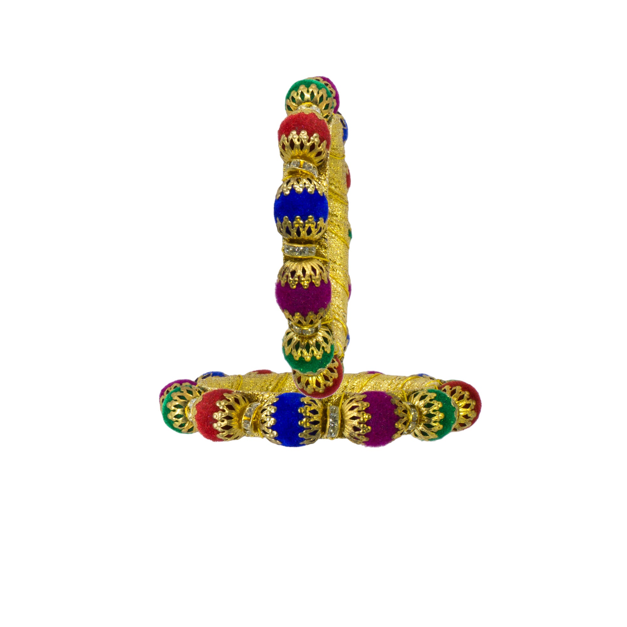 Abhinn Handicrafted Bangle Set Stringed With Multi Coloured Cotton Balls For Women