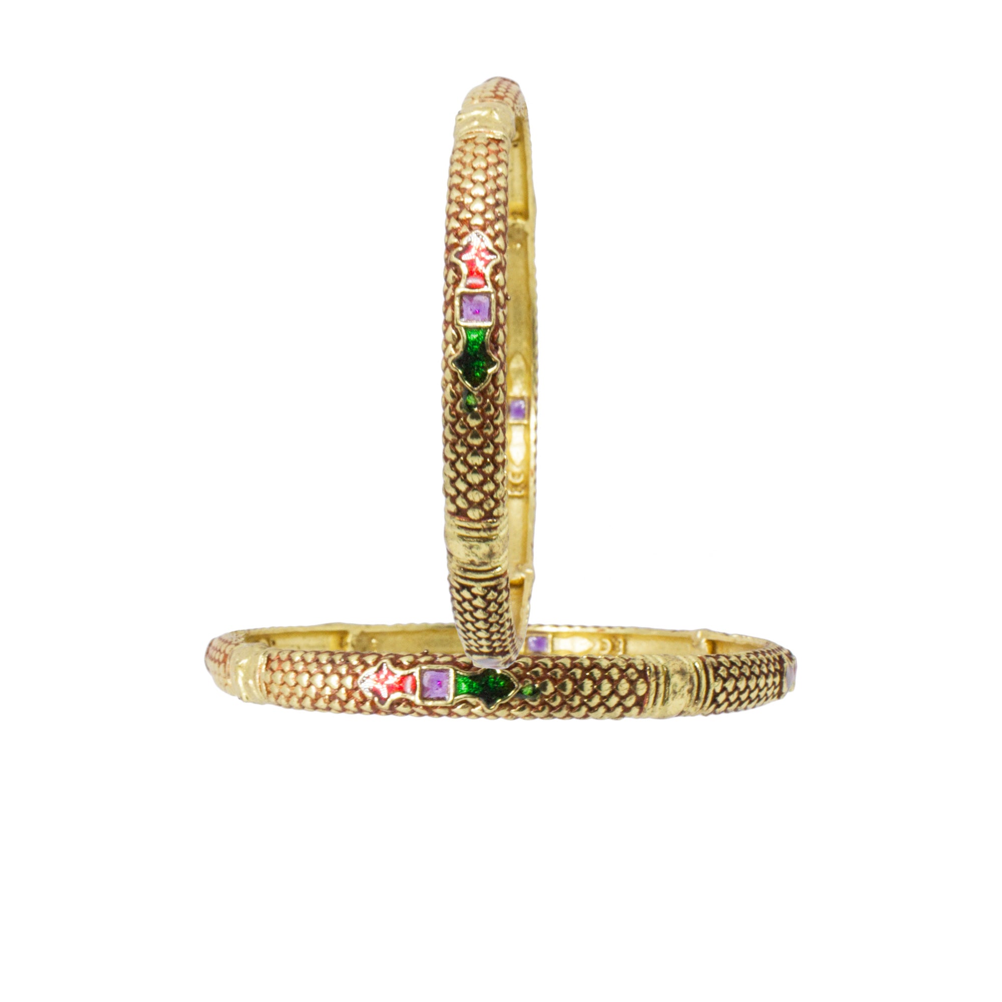 Abhinn Golden Plated Floral Design Bangle Set For Women 