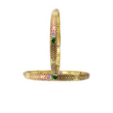 Abhinn Golden Plated Floral Design Bangle Set For Women 