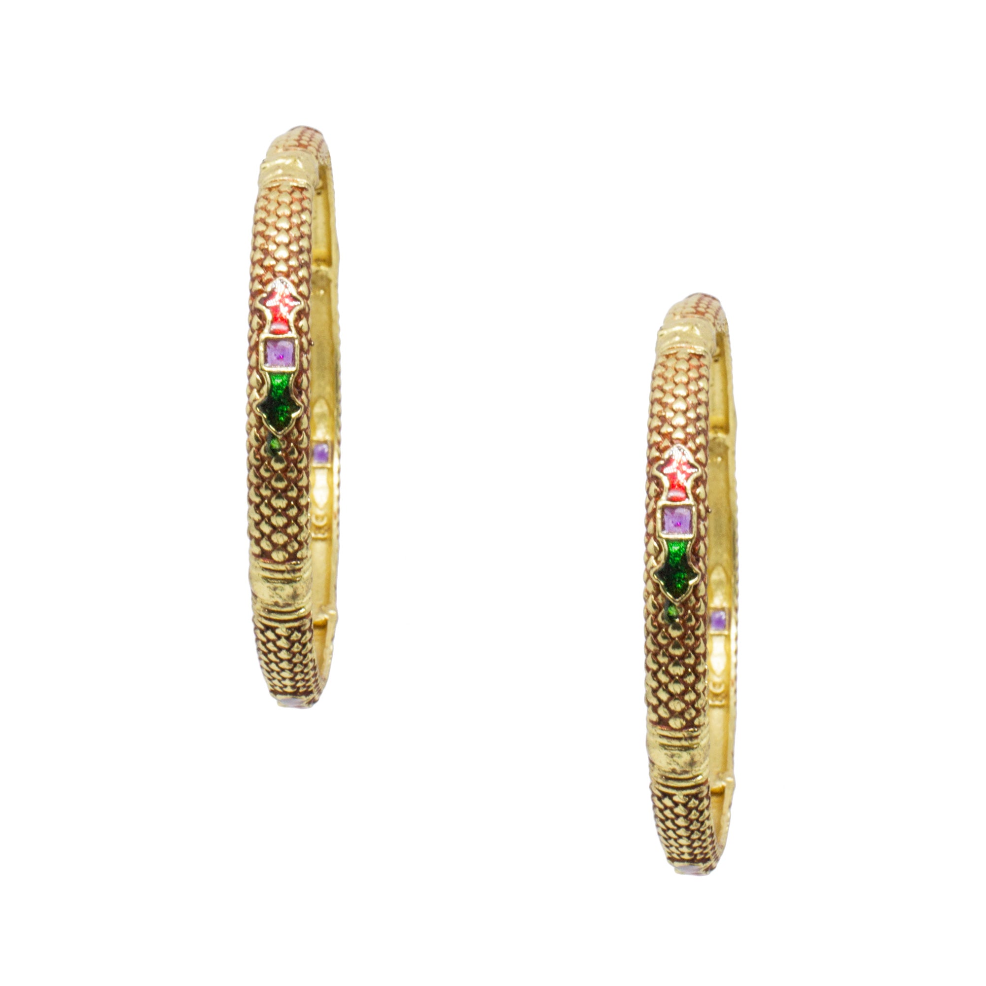Abhinn Golden Plated Floral Design Bangle Set For Women