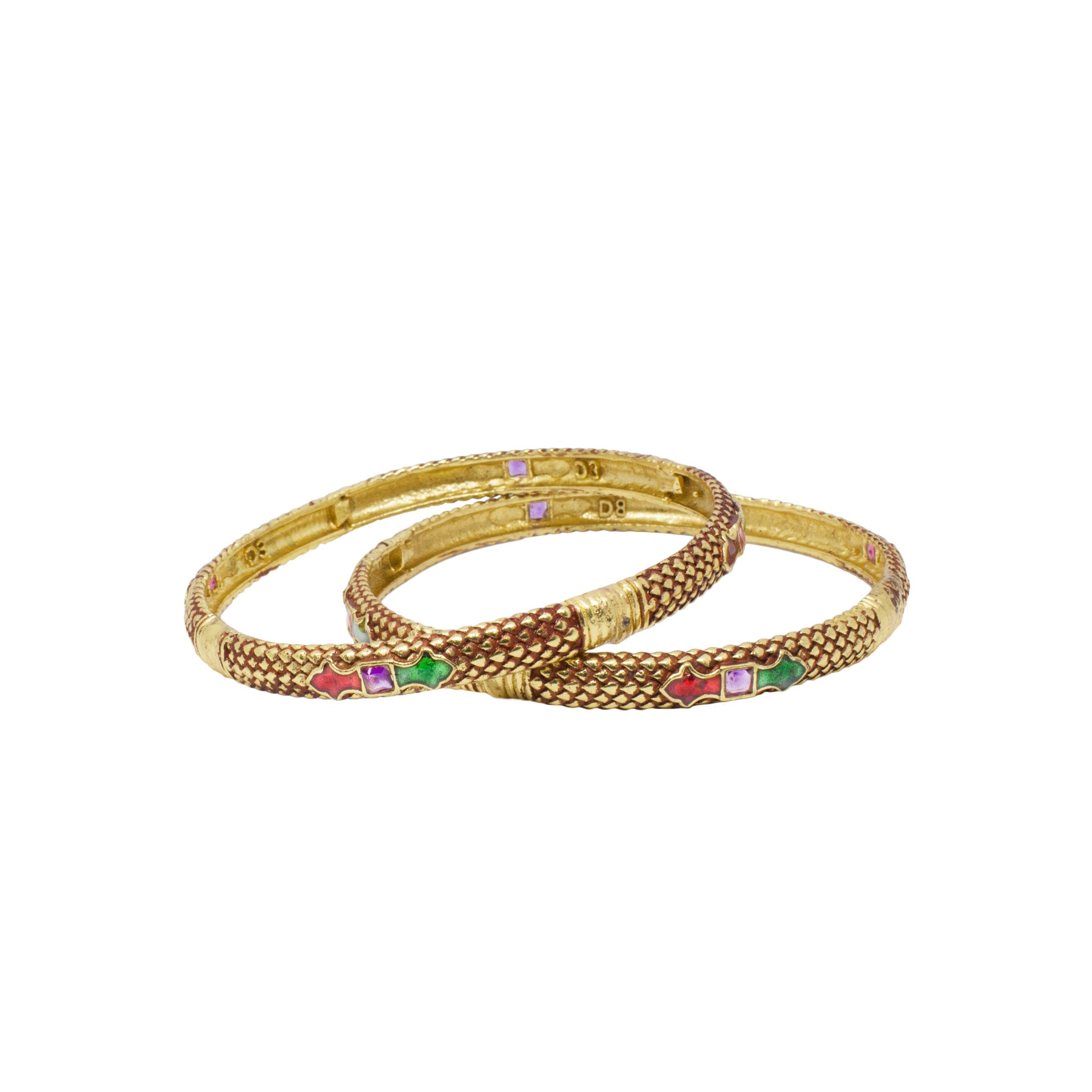 Abhinn Golden Plated Floral Design Bangle Set For Women