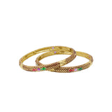 Abhinn Golden Plated Floral Design Bangle Set For Women