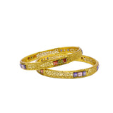 Abhinn Golden Multi Colour Floral Design Bangle Set For Women 