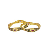 Abhinn Golden Plated Multi Colour Floral Design Bangle Set For Women
