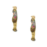 Abhinn Traditional Golden Plated Multi Color Peacock Design Bangle Set For Women
