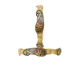 Abhinn Traditional Golden Plated Multi Color Peacock Design Bangle Set For Women