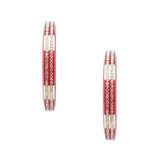 Abhinn Acrylic Maroon Bangle Set Surrounded With CZ Silver Stones For Women