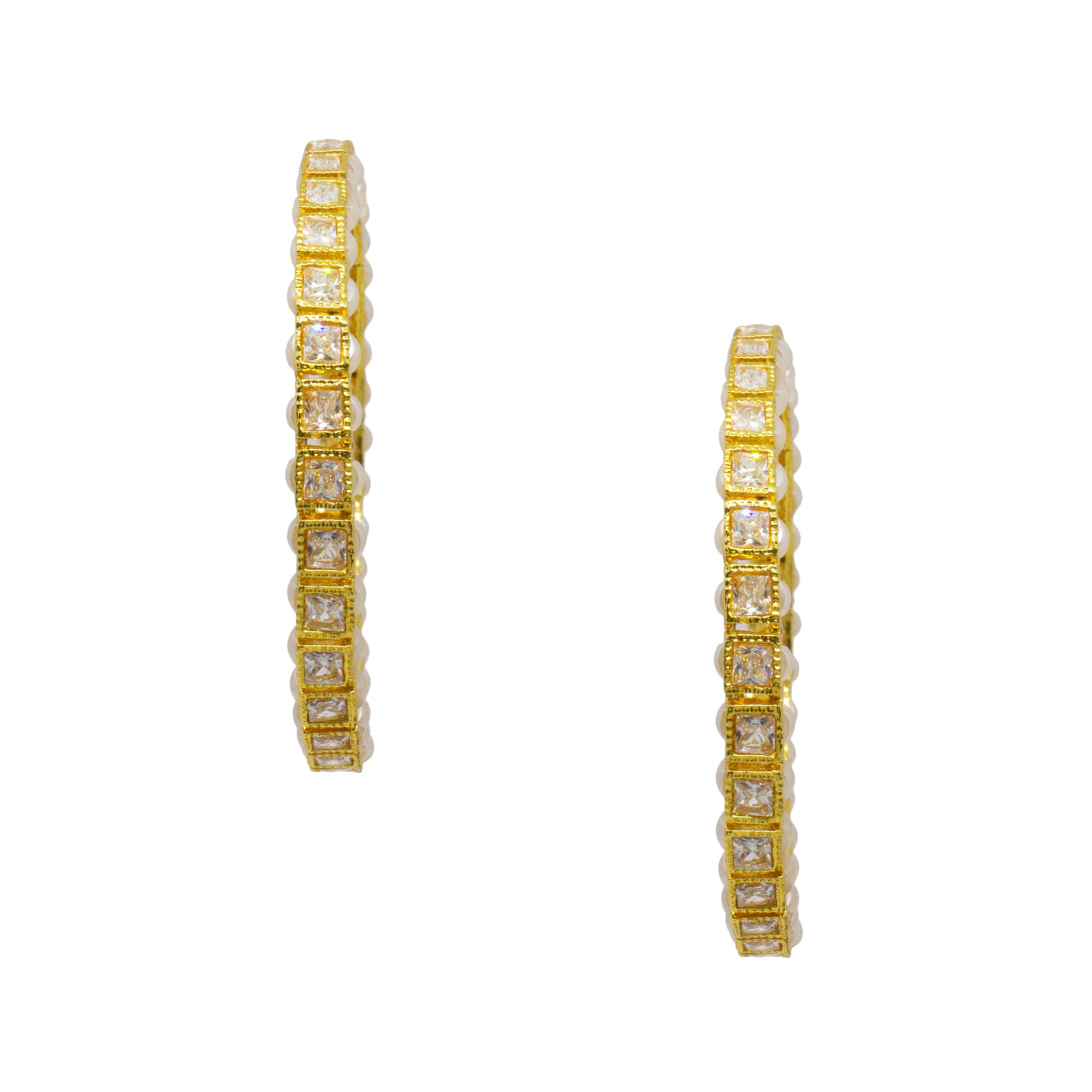 Abhinn Gold Plated Bangle Set  Studded With CZ Stones For Women 