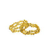 Abhinn Golden Plated Floral Bangles With Studded Golden Stones For Women 