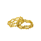 Abhinn Golden Plated Floral Bangles With Studded Golden Stones For Women 