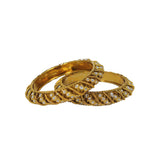 Abhinn Designer Golden Plated Spiral Design Kundan Stone Bangles For Women