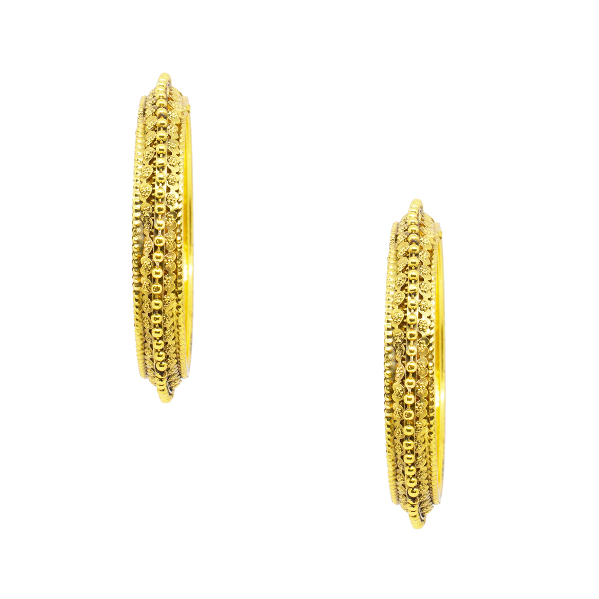Abhinn Gold Plated Bangle Set Studded With Golden Beads For Women