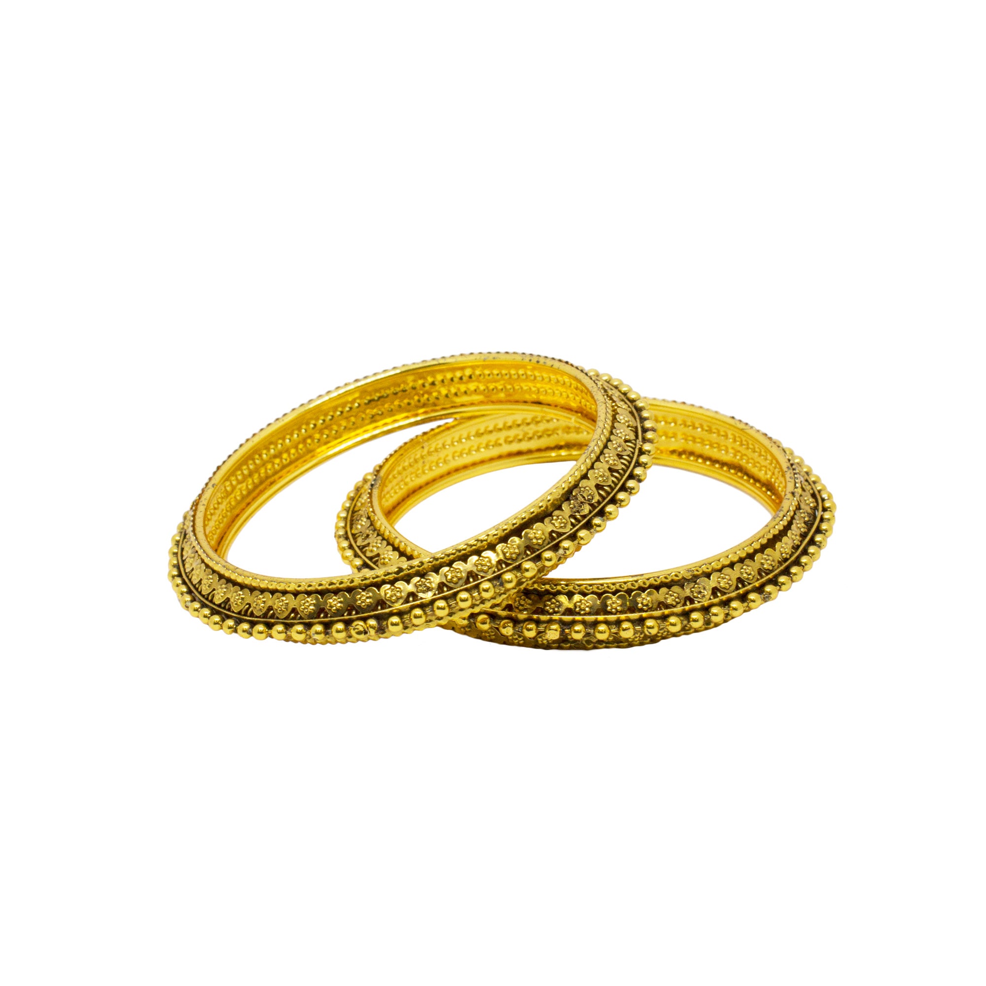Abhinn Gold Plated Bangle Set Studded With Golden Beads For Women