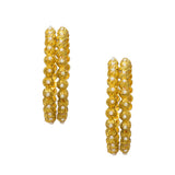 Abhinn Golden Plated Floral Bangle Set With White Beads For Women