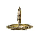 Abhinn Antique Gold Plated Bangle Set Studded With White Pearls And CZ Stones For Women