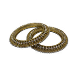 Abhinn Antique Gold Plated Bangle Set Studded With White Pearls And CZ Stones For Women