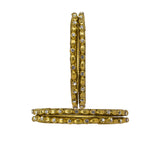 Abhinn Antique Golden Plated Bangle Set With Studded CZ Stones For Women 
