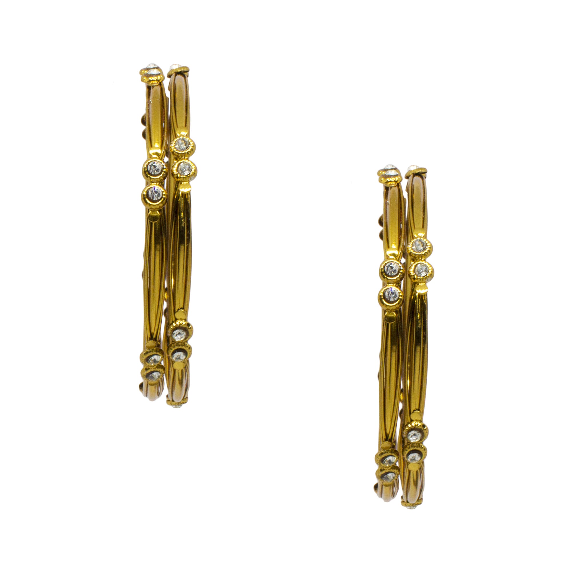 Abhinn Golden Platted Bangle Set Studded With CZ Stones For Women