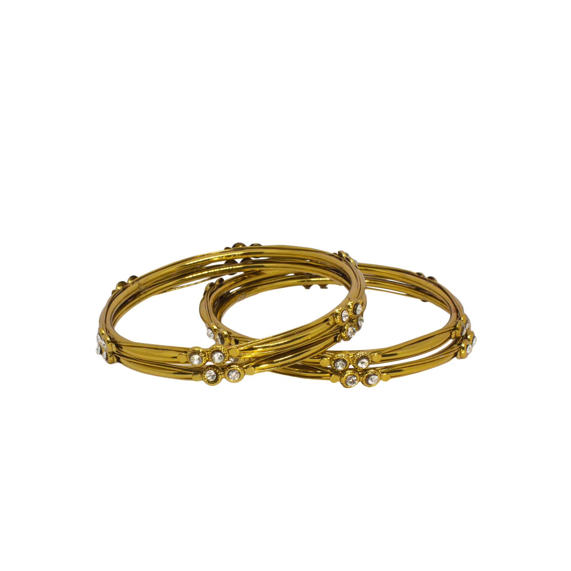 Abhinn Golden Platted Bangle Set Studded With CZ Stones For Women