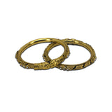 Abhinn Golden Spiral Design Bangle Set With White CZ Stone For Women