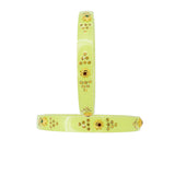 Abhinn Green Acrylic Bangle Set With Engraved Golden Beads For Women