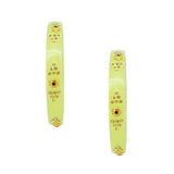 Abhinn Green Acrylic Bangle Set With Engraved Golden Beads For Women