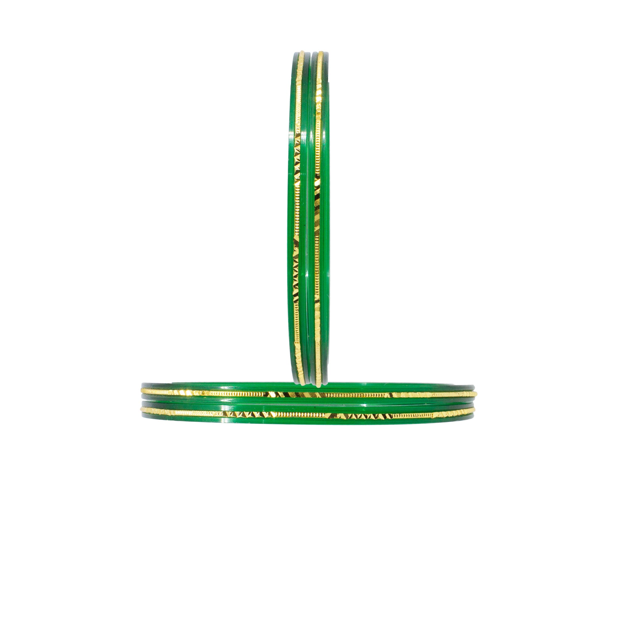 Acrylic Green Bangle Set With Engraved Brass Wire For Women