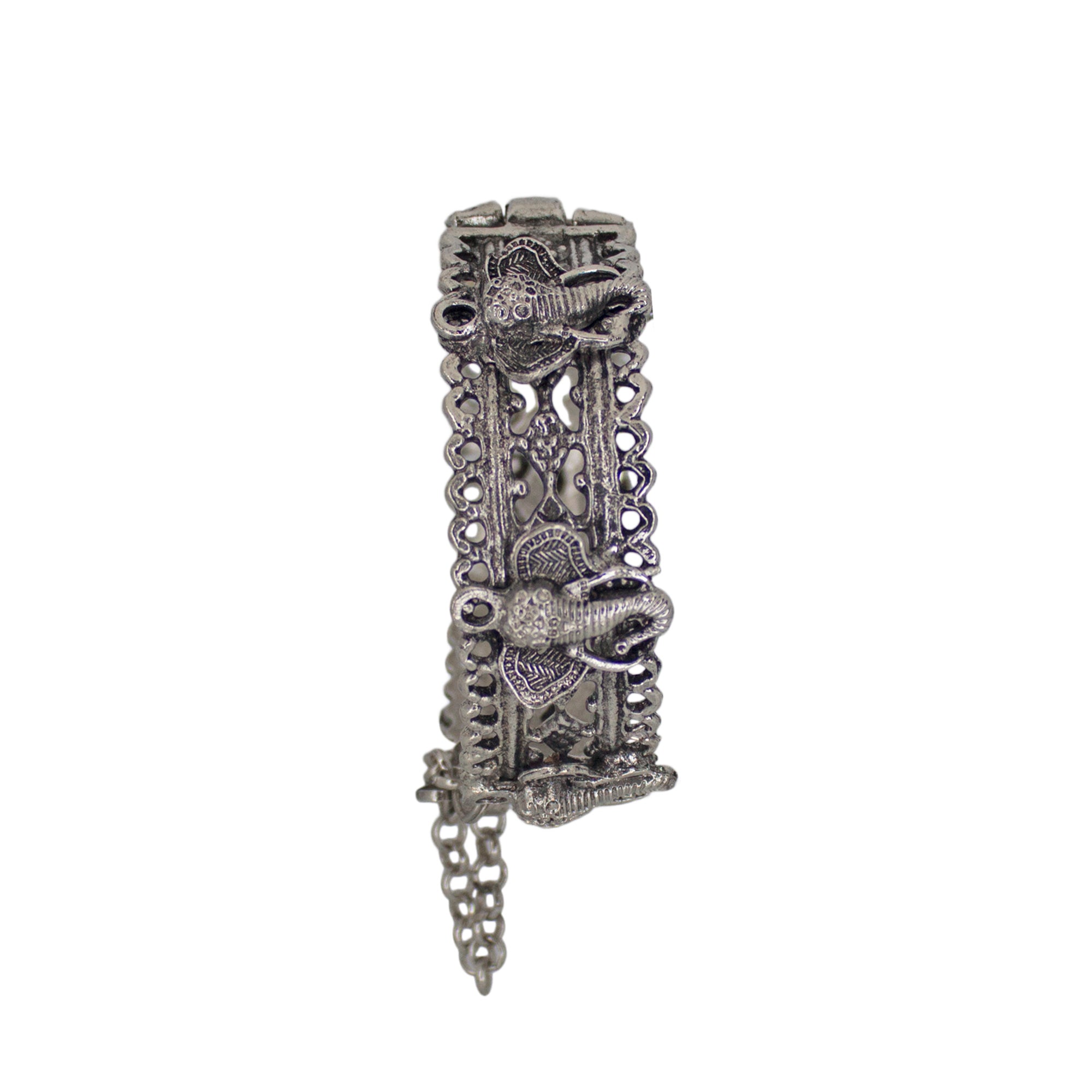 Abhinn Oxidised Silver Designer Ganesha Design Free Size Bangle For Women