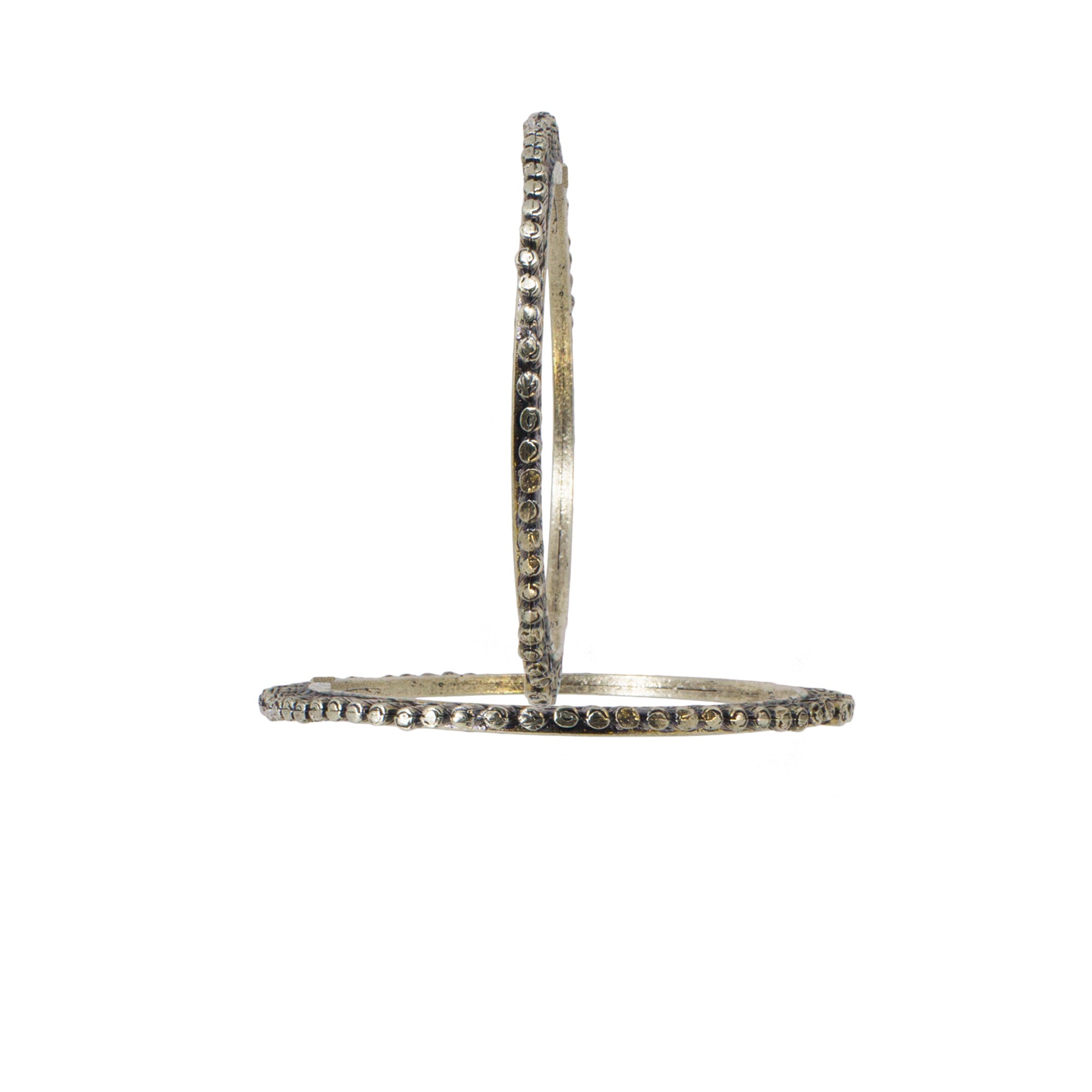 Abhinn Antique Silver Bangle Set Studded With Silver Beads For Women