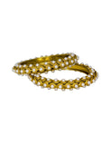 Beautiful Designer  Royal Golden Plated White Pearl Bangles Set  (Set of 2)