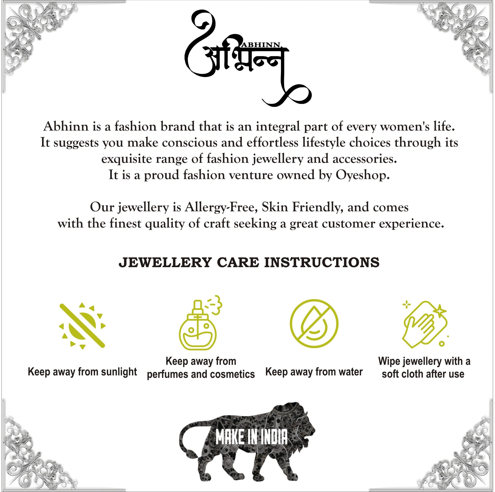 Care Guide For jewellery