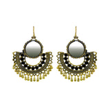 Abhinn Golden Oxidised With Black Meenakari Dangler Earrings For Women 