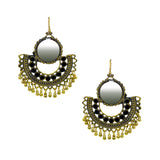 Abhinn Golden Oxidised With Black Meenakari Dangler Earrings For Women 