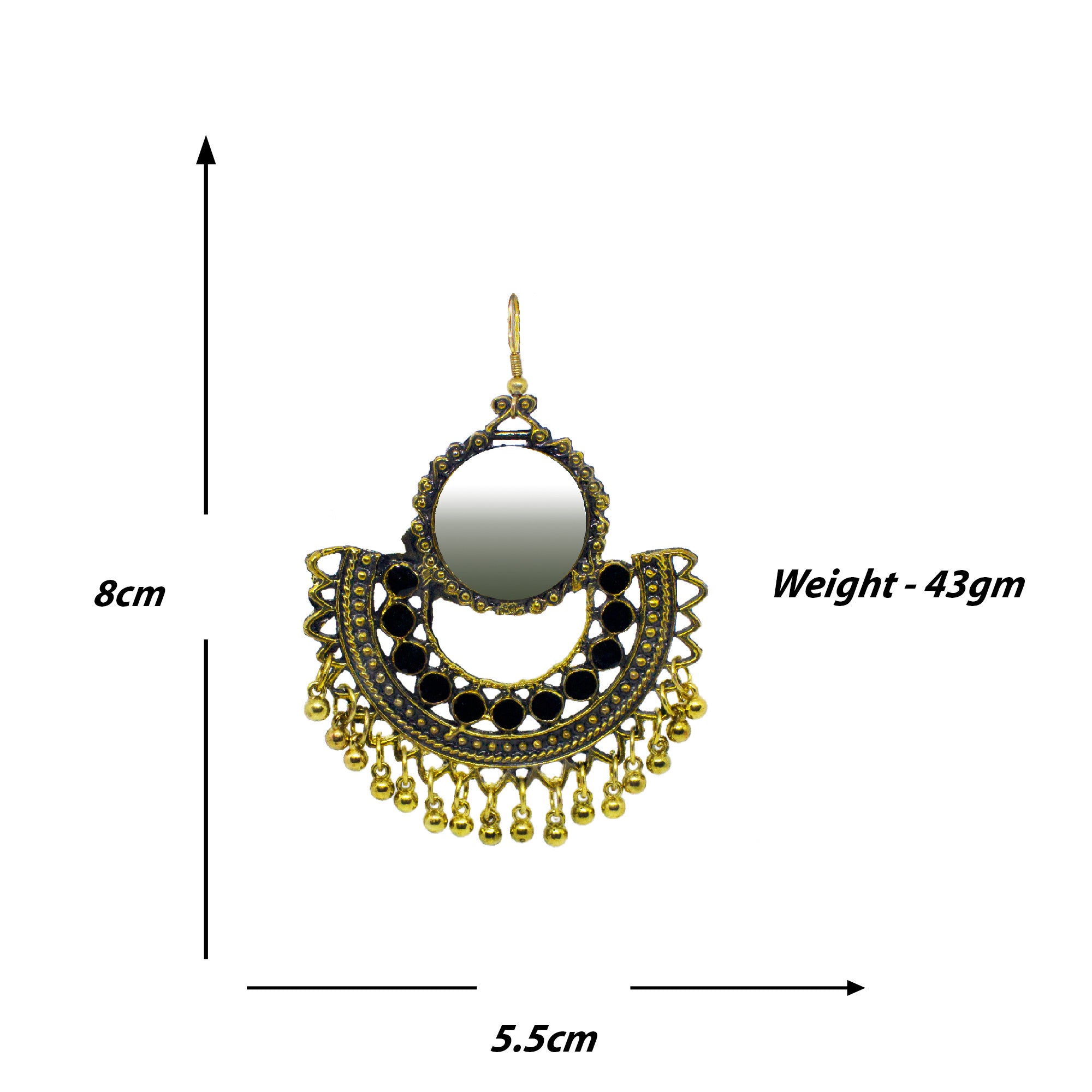 Abhinn Golden Oxidised With Black Meenakari Dangler Earrings For Women 