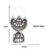 Abhinn Unique Silver Oxidised Geometrical Mirror Hoops Earrings For Women