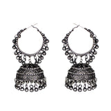Abhinn Black Polish Silver Oxidised Bali with Jhumki Earrings For Women