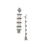 Abhinn Silver Oxidised Multi Layered Dangler Earrings For Women