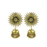 Abhinn Stylish Golden Oxidised Sun Shaped Jhumka Earrings For Women