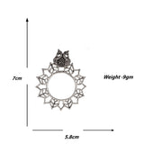 Abhinn Silver Oxidised Peacock and Floral Design Stud Earrings For Women
