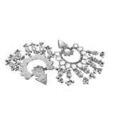Abhinn Silver Oxidised Floral Design Mirror With Silver Beads Dangler Earrings For Women