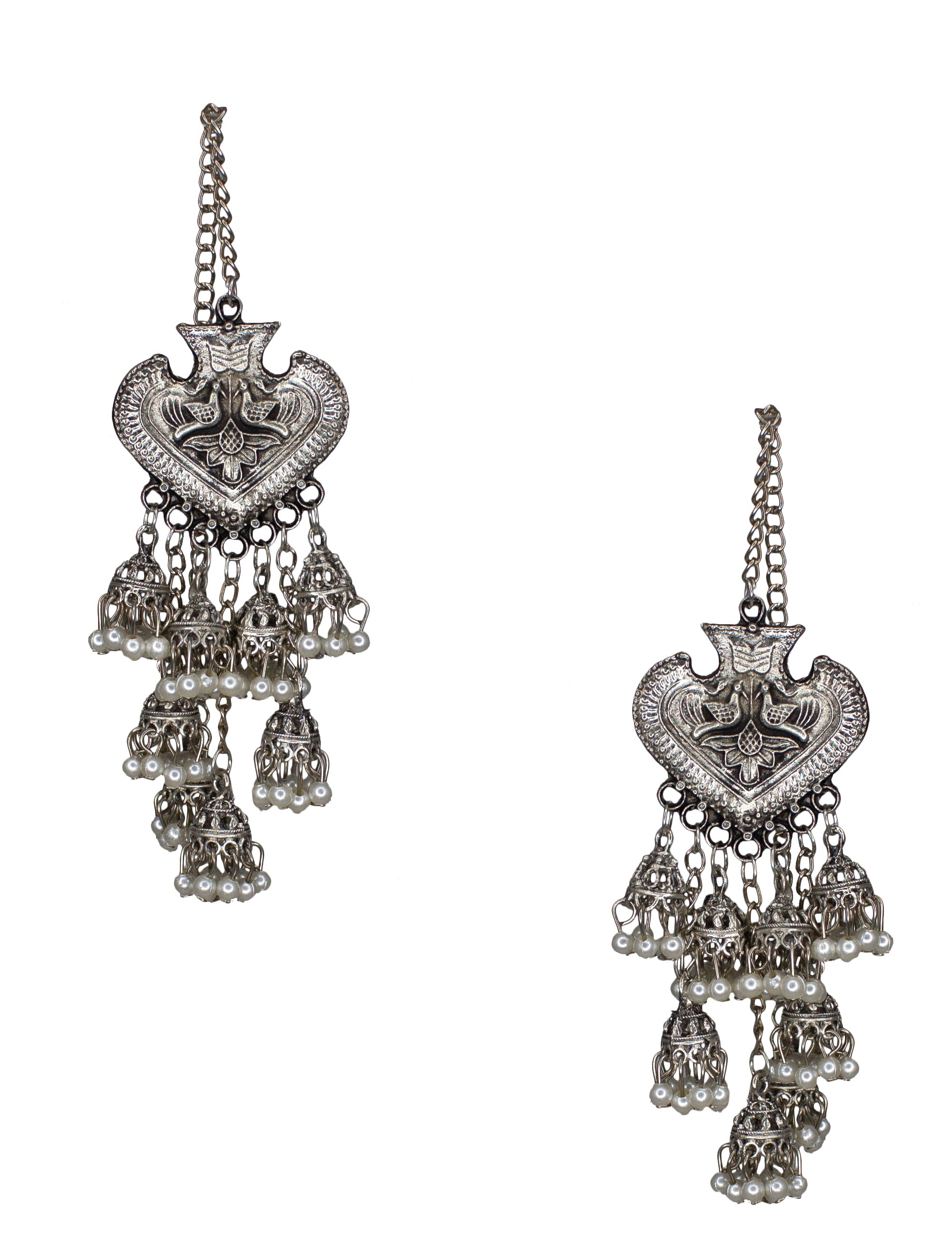 Abhinn Designer 8 Layered German Silver Studs With Jhumki Earrings for Women