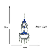 Abhinn Afghani Silver Oxidised Mirror With Stones Dangler Earrings for Women