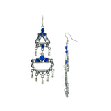 Abhinn Afghani Silver Oxidised Mirror With Stones Dangler Earrings for Women
