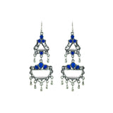 Abhinn Afghani Silver Oxidised Mirror With Stones Dangler Earrings for Women
